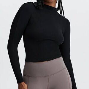 NWT Fabletics Ruby Sculpt Knit Open Back Black Long-Sleeve